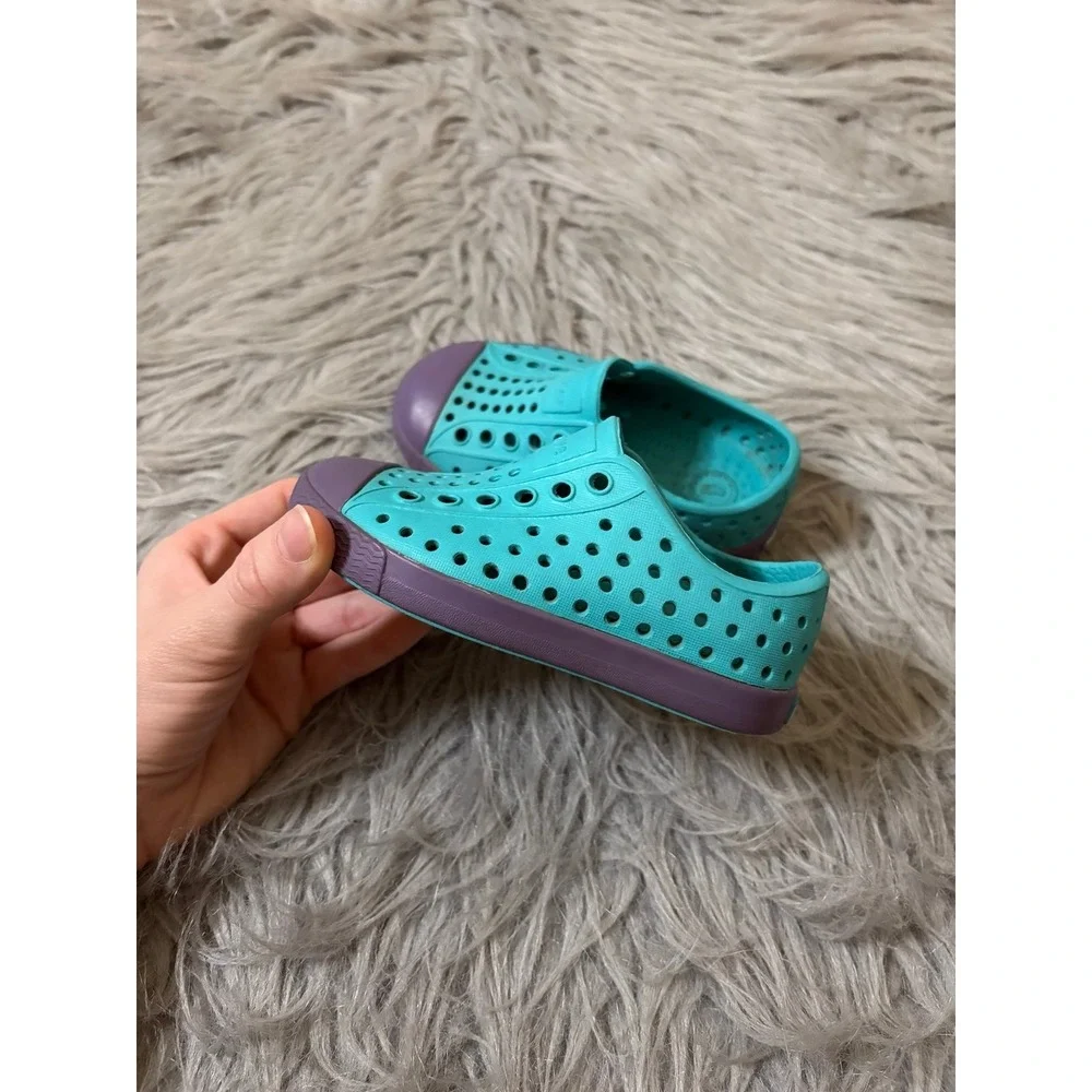 Native Shoes Turquoise Blue & Purple Baby Toddler 5c Slip On